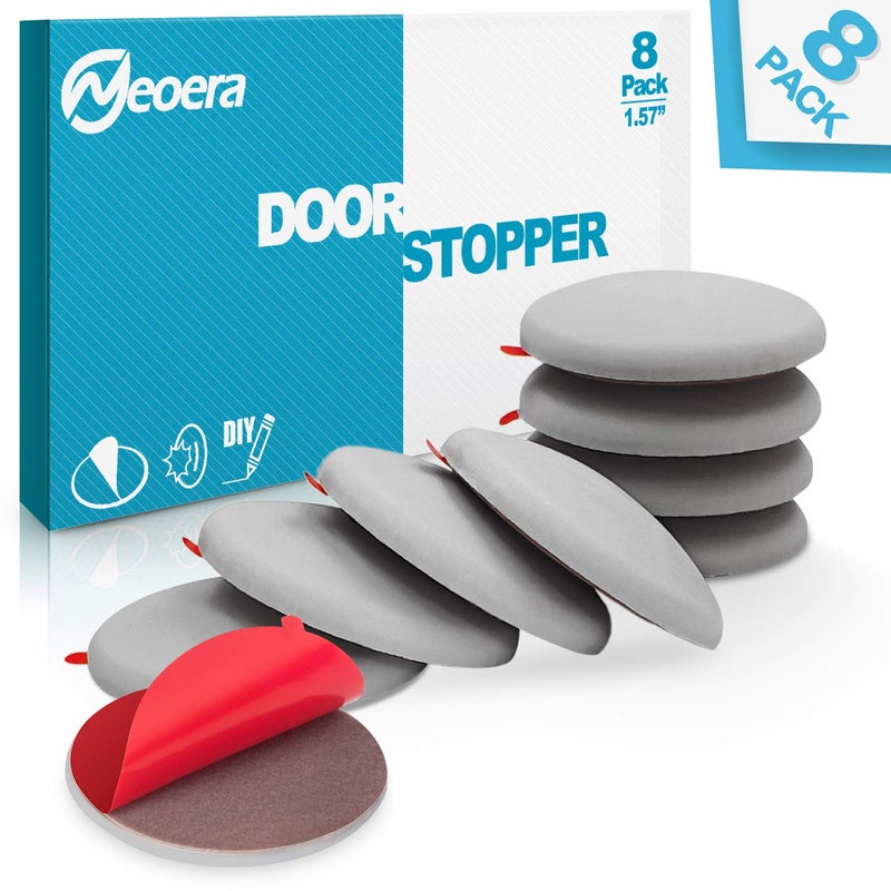 Neoera Door Stopper Wall, 1.57" Round Soft Rubber Door Stop, Silicon Wall Protector, Premium Self Adhesive Door Bumper (Gray, 1.57" 8 Pack) - Image 1